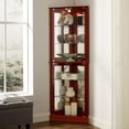 thumbnail image 4 of Miniyam 6 Tier Triangular Corner Curio Dispaly Cabinet with Lights,Adjustable Tempered Glass Shelves,E26 light bulb not included,Cherry, 4 of 10