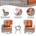 thumbnail image 3 of Meetleisure 3-piece Outdoor Rattan Rocking Chairs with Tempered Glass Side Table for Backyard Porch Deck, Metal Rocking Frame, Orange, 3 of 8