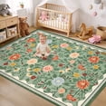 thumbnail image 3 of Garvee 5'x7' Vintage Floral Area Rug Living Room Rug, Washable Boho Rugs Non Slip Soft Low Pile Farmhouse Rug Indoor Floor Carpet for Bedroom Dining Room Home Office, Green, 3 of 6