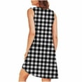 thumbnail image 6 of Oksale Plaid Print Pajama Dress for Women Trendy Pleated Midi Sleep Shirts Casual Round Neck Nightgowns Soft Sleeveless Night Gown for Home Black XL, 6 of 7
