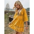thumbnail image 3 of JYLFC Womens Lace Bathing Suit Cover Up V-Neck Swimsuit Coverups Loose Swimwear Beach Dress Beachwear,Yellow, 3 of 7