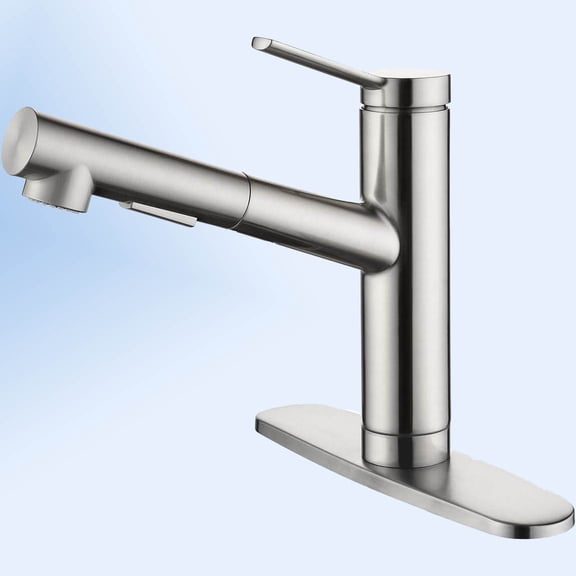 Kitchen faucets, Bar Sink Faucet, Single Handle Pull Out Brushed Nickel Low Arc Faucet