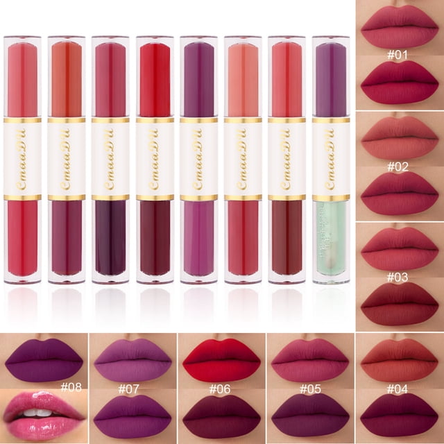 Fiudx Ofertas Del Día El Lápiz Labial Impermeable De Color Con Bloqueo De Esmalte De Labios De Doble Cabeza No Se Decolora Y No Se Mancha Con Brillo De Agua De Espejo De Vidrio Dudu Lip Glaze