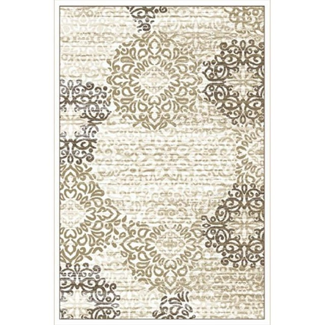 Radici 3471-0034-BONE Pisa Round Bone Contemporary Turkey Area Rug- 5 ft. 3 in.
