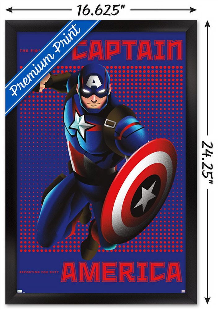 Marvel Shape of a Hero - Captain America Wall Poster, 14.725" x 22.375", Framed