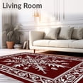 thumbnail image 2 of ODIKA 3'x5' Machine Washable Non-Slip Area Rug, Winter Snowflake Medallion Design Seasonal Floor High Traffic Rug, Red, 623725, 2 of 7