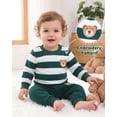 thumbnail image 4 of Toddler Baby Boys Clothes 2T Boys Fall Winter Outfits 3T Boys Long Sleeve Round Neckline Stripe Sweatshirt Pants 2PCS Clothing Set Green, 4 of 7