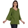 thumbnail image 2 of Moomaya Tunique en Coton à Manches Cloche pour Femmes Col en V Simple Top Schiffli d'Été, 2 of 7