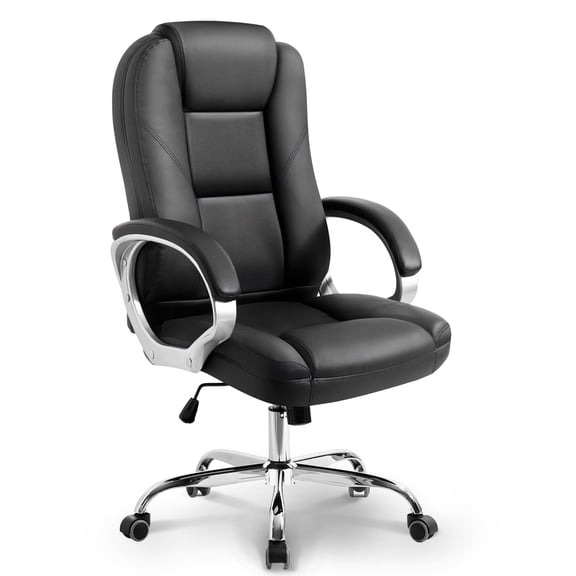 NEO CHAIR Office Desk Chair PU Leather Chair with Lumbar Support, Jet Black