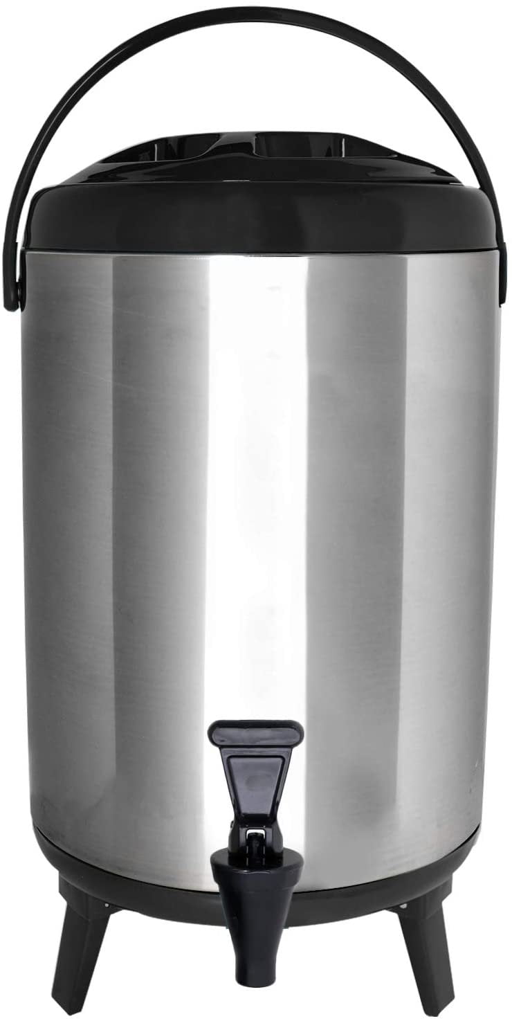 Vollum Stainles Steel Insulated Beverage Dispenser  Insulated Thermal Hot and Cold Beverage Dispenser  8 Liter Drink Dispenser with Spigot for Hot Tea & Coffee, Cold Milk, Water, Juice & More BROWN