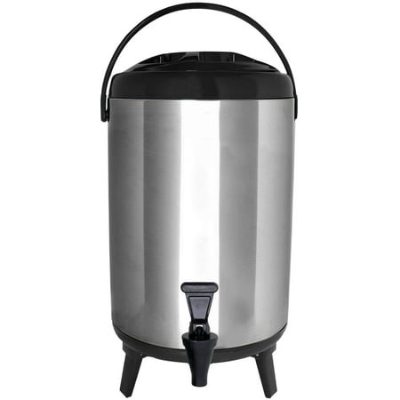 Vollum Stainles Steel Insulated Beverage Dispenser Insulated Thermal Hot and Cold Beverage Dispenser 12 Liter Drink Dispenser with Spigot for Hot Tea & Coffee, Cold Milk, Water, Juice & More BLACK