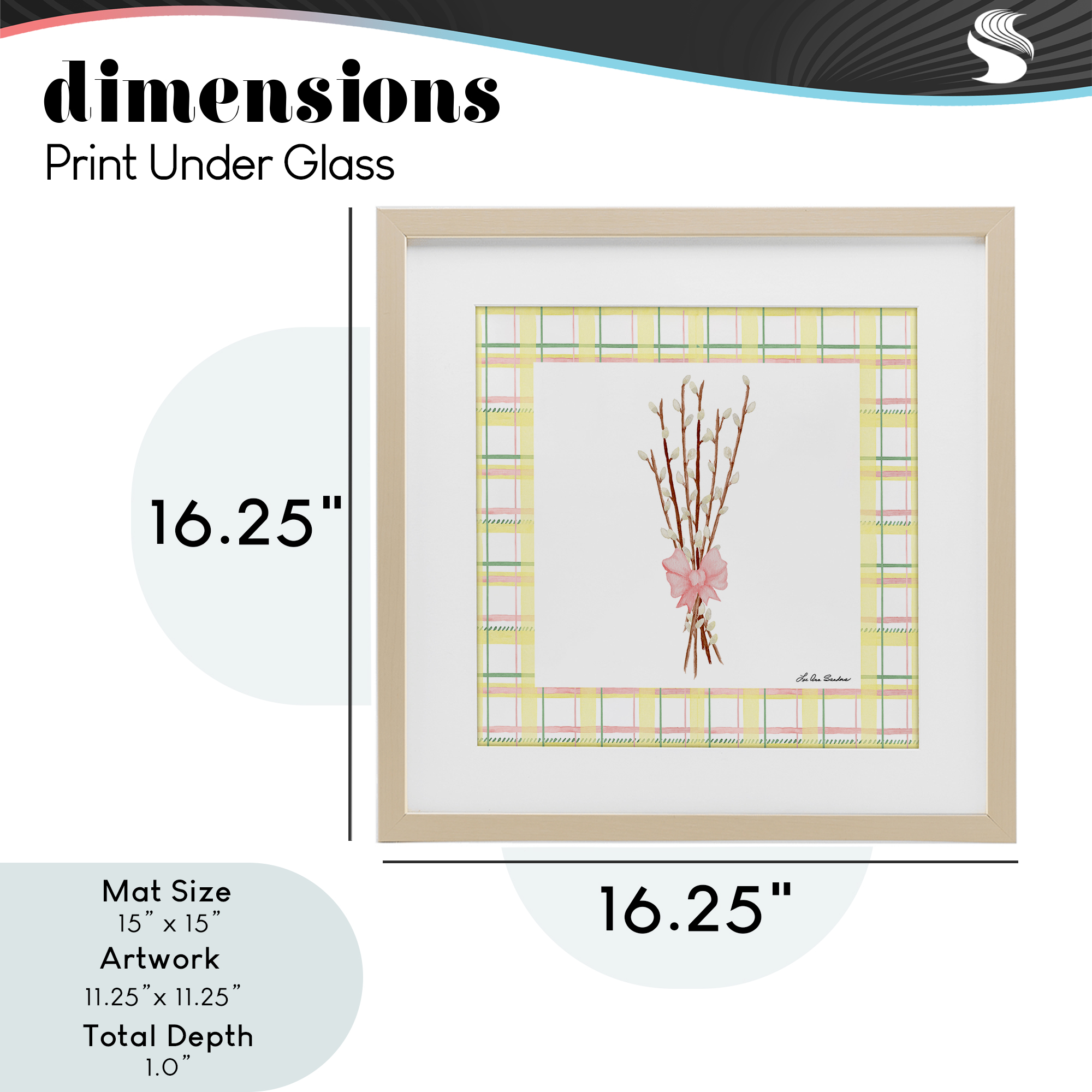 Pastel Spring Pussy Willow Birch Framed Print Under Glass, design by Lee Ann Sanders