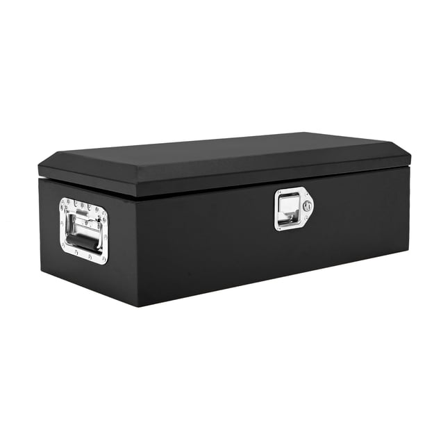 Yeshouse Caja de herramientas de acero resistente para camioneta, con placa de diamante, recubrimiento en polvo, asa lateral y cerradura, organizador duradero ideal para camioneta, RV y remolque