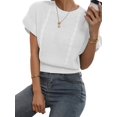 thumbnail image 3 of Gynyvoja Women'S Ruffled Short Sleeve Round Neck Knitted Top Pullovers Sweater White XXL, 3 of 9