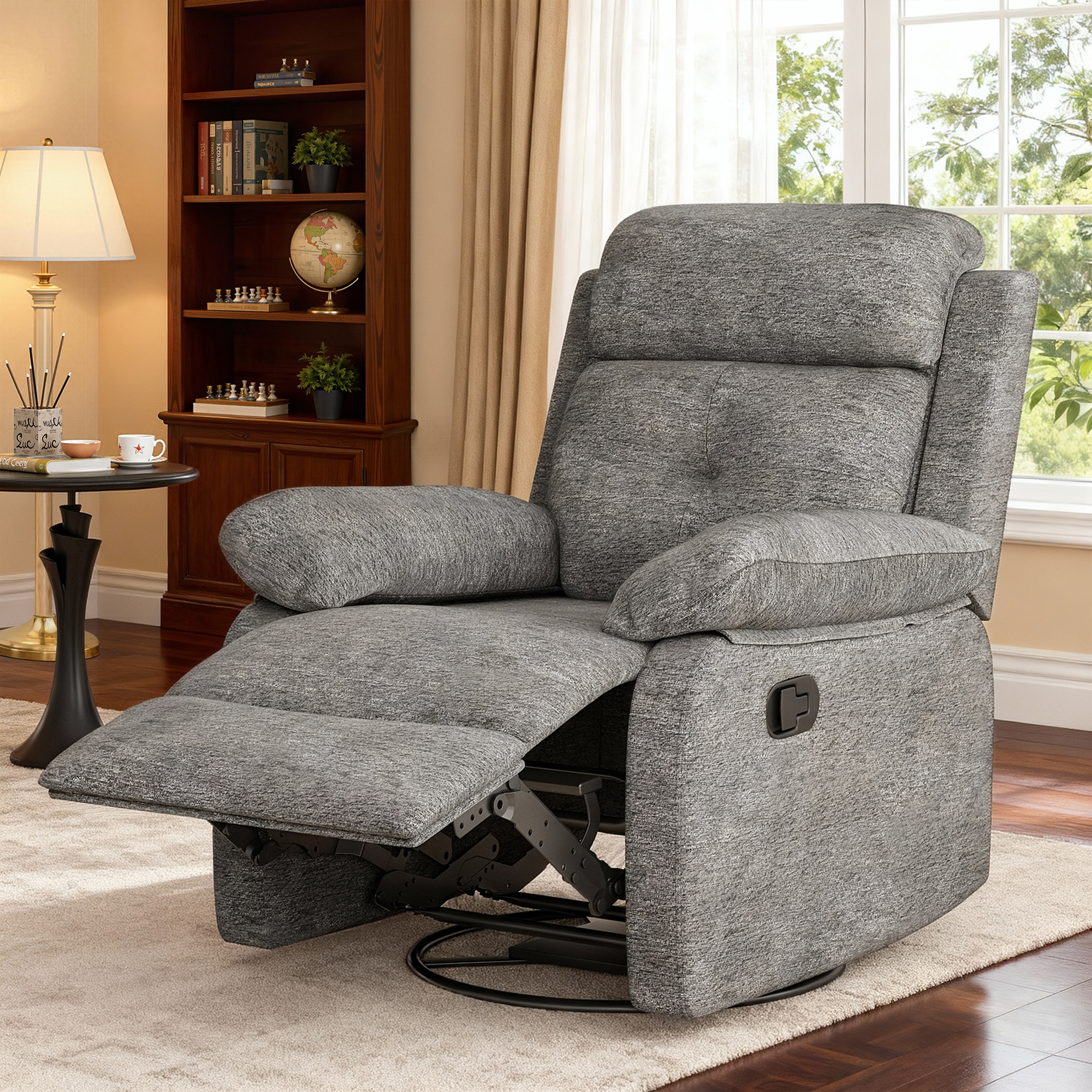 MAYEERTY limestone Small Swivel Rocker Recliner for Women, Space-Saving Design for Bedroom & Living Room