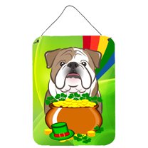 English Bulldog St. Patrick's Day Wall or Door Hanging Prints