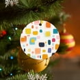 thumbnail image 3 of Abstract Colorful Squares Christmas Ceramic Ornament Colorful Stripes Geometric Circle Ornament Christmas Tree Ceramic Ornament Decoration Merry Xmas for Family & Friends, 3 of 8
