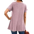 thumbnail image 5 of HUBERY Women Solid Color Lace Crochet Spliced V Neck Short Sleeve Top, 5 of 5