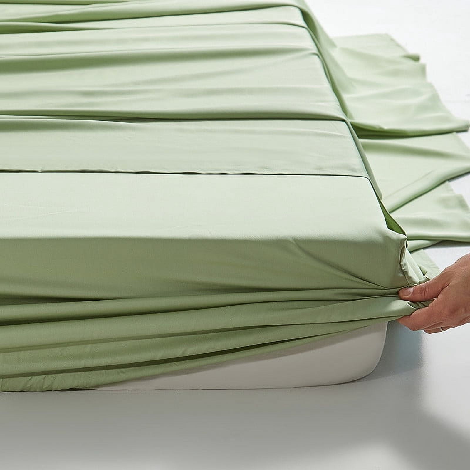 100% Organic Bamboo Sheets Queen Set 4 pcs - Luxury Soft with 18 Inch Deep Pocket - Ultra Breathable Cooling Sheets for Hot Sleepers - Queen Bed Sheets（Green）