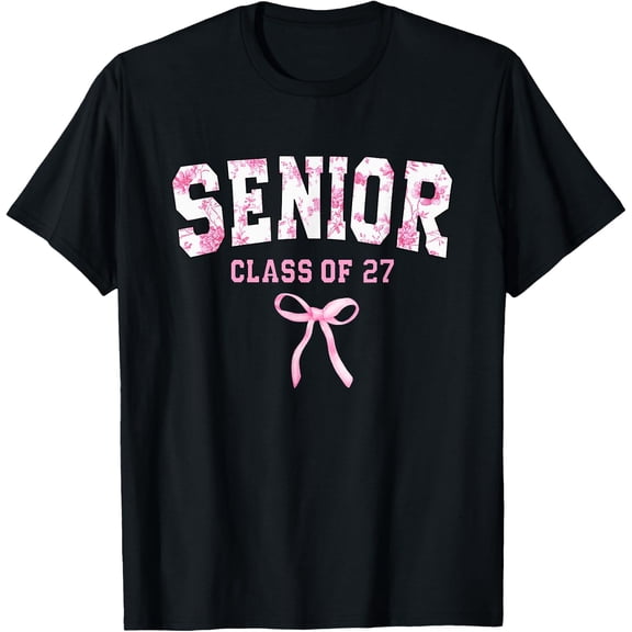 Senior Class Of 2027 Coquette Bow Toile Floral Senior 27 T-Shirt Unisex S-5Xl Hot Trending Shirt Birthday Gift