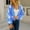 Blue, variant on Women's Cute Flower Cropped Cardigan Long Sleeve V Neck Open Front Floral Knit Sweater Tops Winter Warm Fuzzy Cropped Sweater Coats,XL,Black
