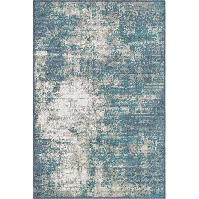 Unique Loom Outdoor Coastal Looped Pile Area Rug 4' x 6' Rectangle Blue/Ivory