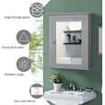 thumbnail image 6 of YANG2 Bathroom Cabinet with Mirror, Mirrored Wall-Mounted Storage Medicine Cabinet w/Single Door & Adjustable Shelf in 5 Positions, Multipurpose Wall Cabinet for Bathroom-Grey, 6 of 9