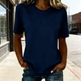 thumbnail image 2 of Elegant Solid Crewneck Short Sleeve T Shirt for – Everyday Comfort Top with Soft Knit and Classic Fit Long Sleeve Layering Tops for Women's Graphic Womens Compression Shirt Neck Tops, 2 of 4