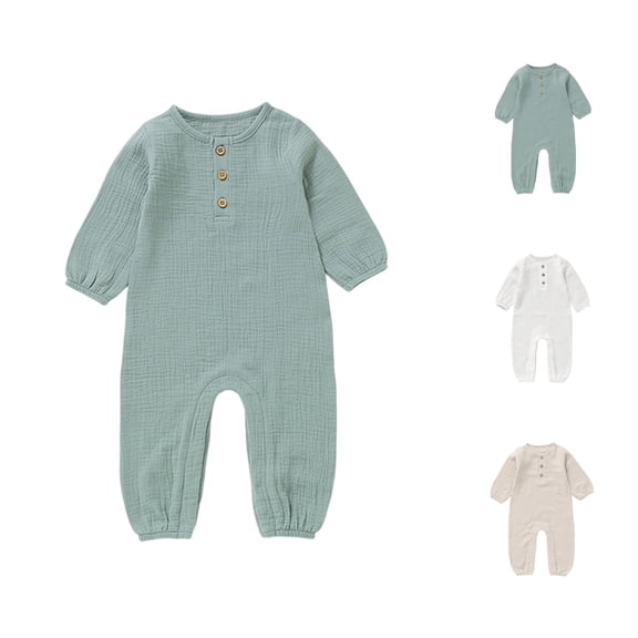 MEZZALL Child Baby Boys Long Sleeve Romper Jumpsuit O-Neck Soft Autumn Bodysuit Solid Color Soft Onesies