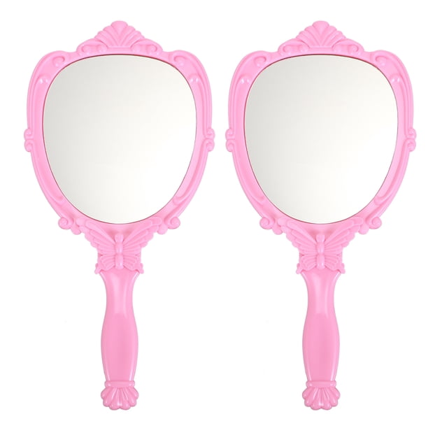 Espejo de maquillaje plegable de 2 piezas, espejo cosmético portátil con asa.