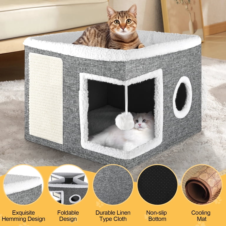 Foldable Cat Cube with Cooling Mat and Scratch Pad photo 7