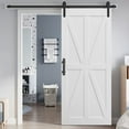thumbnail image 1 of 30" x 80" Star-Style Sliding Barn Wood Door, Interior Barn Door Wood Panel, Unfinished Solid Natural Panelled Slab, DIY Assemblely, Easy Install, Apply to Rooms & Storage Closet, X-Frame, 1 of 7