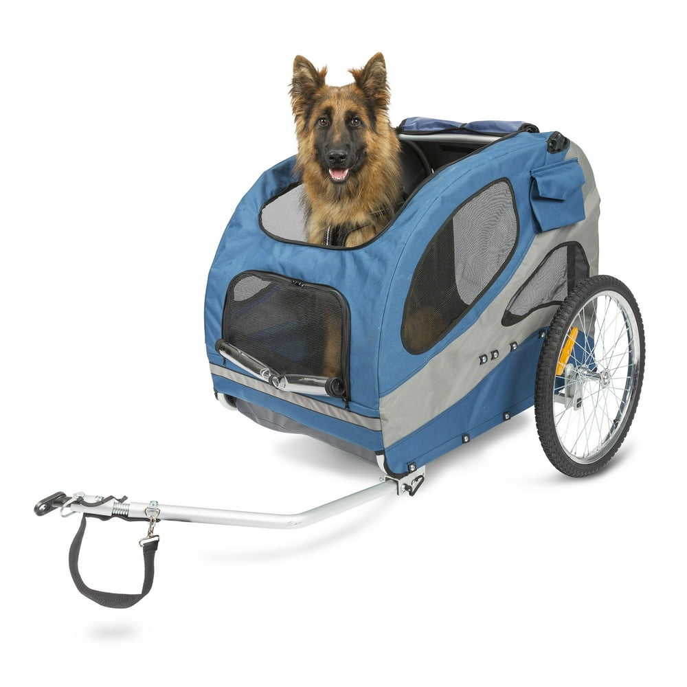 PetSafe Happy Ride Aluminum Dog Bicycle Trailer, Blue, Large Walmart
