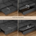 thumbnail image 7 of Belffin D125.8"xW52.8"xH36.4" Chenille Modular Sofa Sectional Sofa With Pull Out Bed, Armrests With Cup Holder Removable Cover Modular Sectional Sleeper Sofa With Storage For Living Room,Dark Grey, 7 of 7