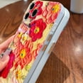 thumbnail image 4 of Designed for iPhone Case,Retro Oil Painting Flower Floral Laser Camera Lens Protection Shockproof Protective Cover Phone Case (iPhone 14 Pro,Green), 4 of 5