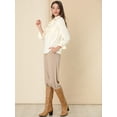 thumbnail image 4 of Allegra K Women's Collar Top Ruffle Front Lace Panel Button Front Tie Neck Long Sleeve Blouse, 4 of 6