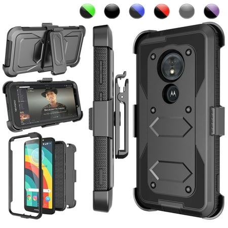Njjex Case 5.7" for Motorola Moto G6 Play / Moto G6 Forge / Moto XT1922, [Built-in Screen Protector] & Kickstand & Holster Belt Clip [Heavy Duty] Armor Case For Moto G Play 6th Gen XT1922 2018 -Black