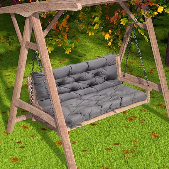 Porch Swing Cushions 3 Seater with Backrest, Waterproof Bench Cushions with Ties for  Garden Backyard Furniture, 60×40", Dark Grey