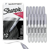 Sharpie Metallic Permanent Markers, Fine Point, Silver, 12 Count