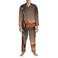 thumbnail image 3 of Gukieu Astronaut On Mars A Print Men's Long-sleeved Pajamas Set, Elastic Waist Pajamas Button-down Pajamas Two-piece Set, Suitable for Adult Male Home Wear-Large, 3 of 7