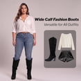 thumbnail image 6 of Love Steetly Women's Extra Wide Calf Knee High Boots, Slouchy Ruched Shaft, Chunky Block Heel Side Zip Casual Winter Tall Boots., 6 of 8