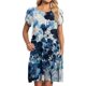 thumbnail image 1 of Puntoco Vestido Casual De Cuello Redondo Con Mangas De Pétalos Y Estampado Floral Con Cinturón Suelto Y Dos Bolsillos, Vestido De Manga Corta Con Cuello Redondo, Azul Xxl, 1 of 4