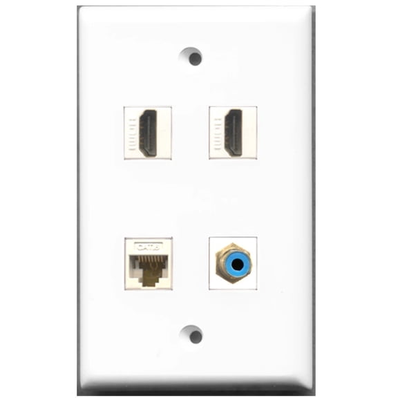 Ultra Spec Cables 2 Port HDMI 1 Port RCA Blue 1 Port Cat6 Ethernet Wall Plate
