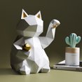 thumbnail image 3 of Adornos Gato La Suerte Geométricos Mate Europeos Del Sala Estar Escritorio Artesanías Resina (blanco) (blanco Mate), 3 of 9