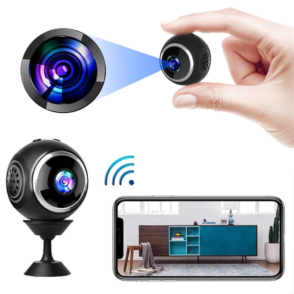 Home Surveillance Security Camera, 1080P Mini Security Camera Indoor with Night Vision, 150° Viewing Angle Nanny Camera Compact Size with TF Card Slot for Living Room Courtyard Office, 1.2 in