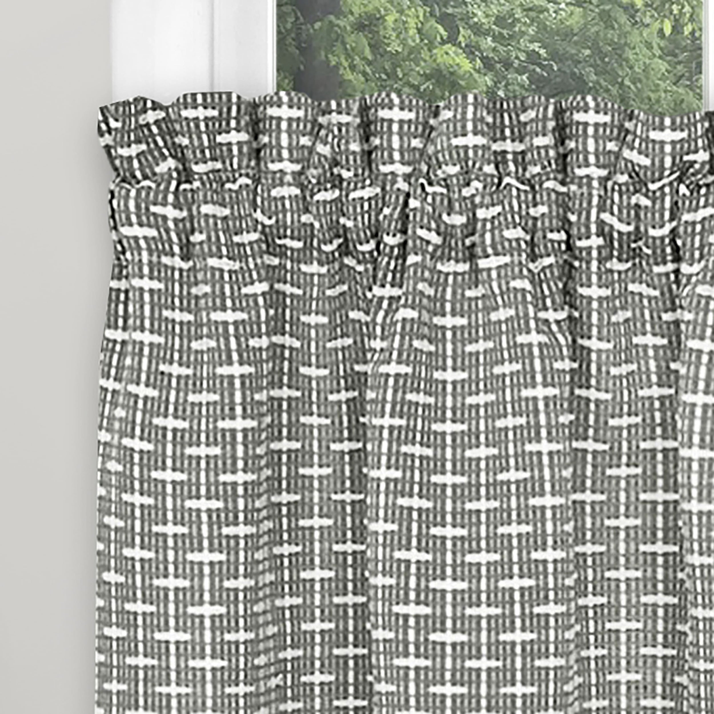 Achim Bedford Rod Pocket Light Filtering Curtain Tier Pair, Grey, 58" x 36"