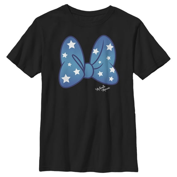 Boy's Mickey & Friends Minnie Mouse Starry Bow Graphic Tee Black Large