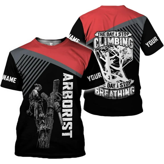 Personalized Arborist T-Shirt 3D, Woodworker Shirt, Mens Tree Climber Shirt (T-shirt, S)