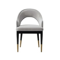 Manhattan Comfort Carrington Dining Armchair with Solid Wood Frame in Light Gray