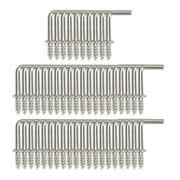 50pcs Cup Hooks Screw-in Wall 1/2 Inch Metal Thread Square Hooks Great for Indoor Outdoor Hanger Silver Gray